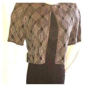 Formal black and white beaded dress